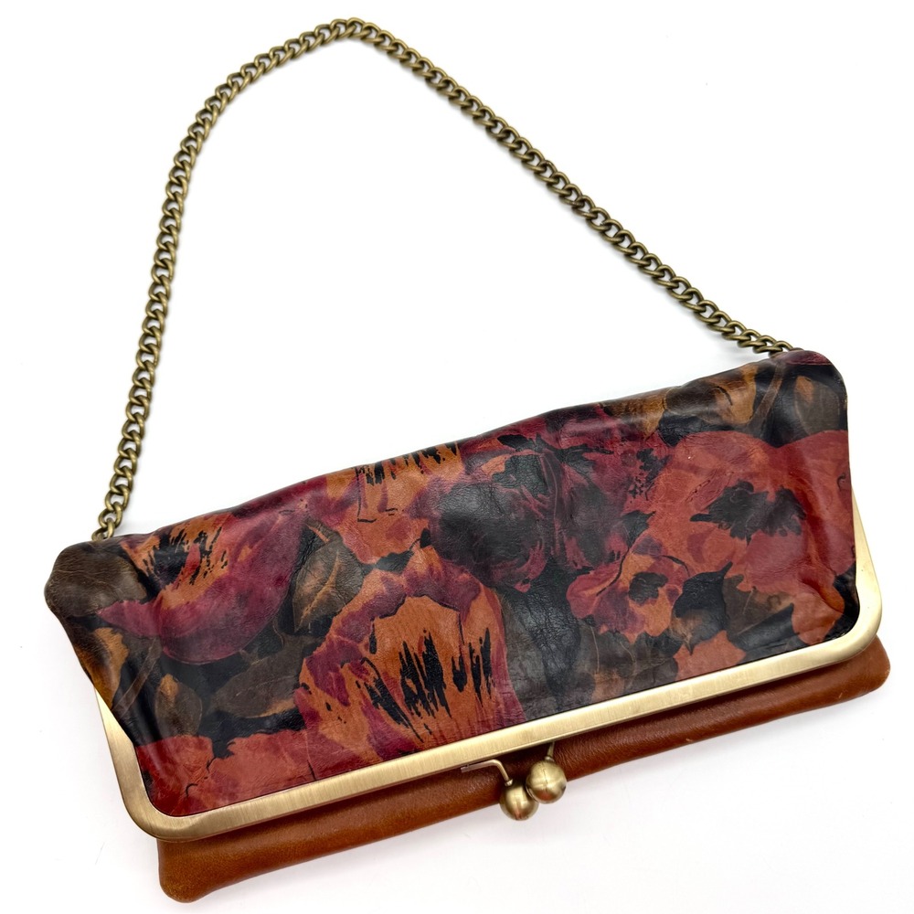 Patricia Nash Ball Clasp Floral Leather Fold-Over Clutch/Shoulder Bag - Cottage